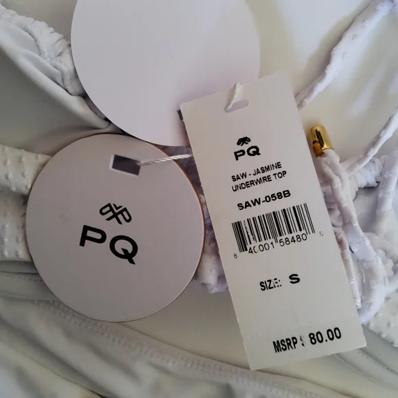 PQ Swim Set Saw Jasmine Underwire Top & Water Lily Basic Ruched Teeny Bottom S - Picture 7 of 9